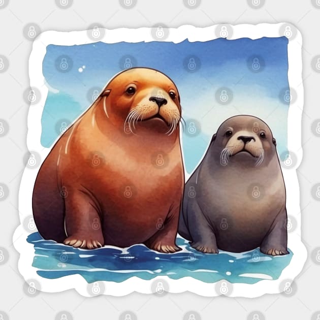 Sea lion Sticker by Moxis Watercolor